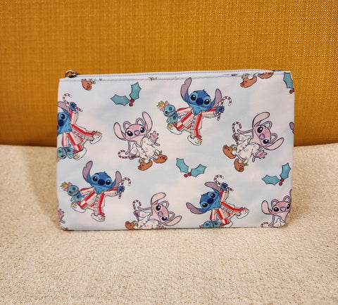 Stitch and Angel Holiday Jammies Cosmetic Bag