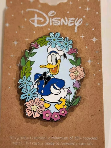 Donald Duck Floral Portrait Pose Enamel Pin