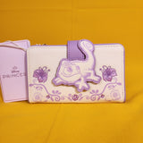 Loungefly Disney Princess Pascal Tangled Sketch Purple Floral Flap Wallet