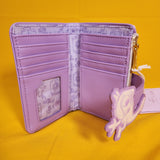 Loungefly Disney Princess Pascal Tangled Sketch Purple Floral Flap Wallet