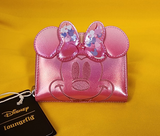 Disney Minnie Mouse Pink Iridecent Ears Bow Confetti Zip Wallet