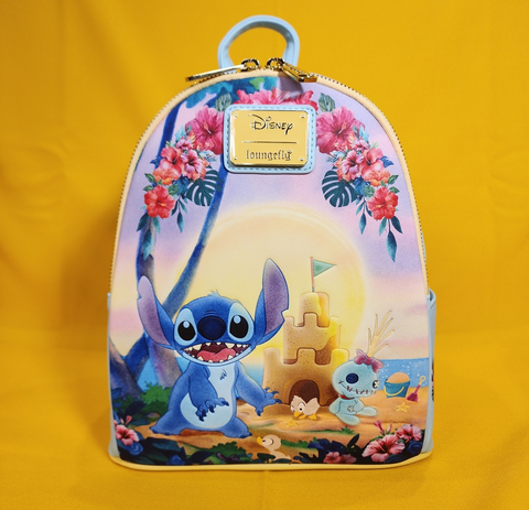Loungefly Disney Lilo & Stitch SandCastle Beach Scene Scrump Mini Backpack