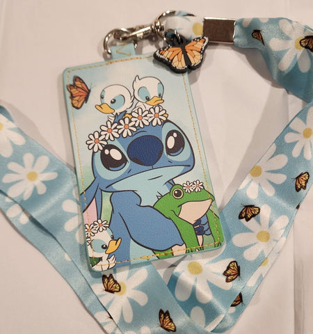 Lilo and Stitch Springtime Frog Ducks Daisy Lanyard ID Holder
