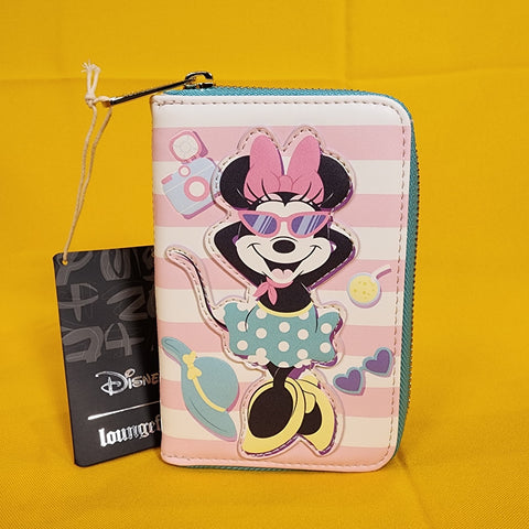 Loungefly Disney Minnie Mouse Vacation Style Poolside Pink Zip Around Wallet