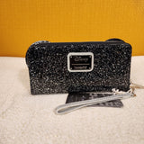 Minnie Mouse Black Glitter Happy New Years Wallet Wristlet