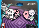 Nightmare Before Christmas Jack And Sally Pink Heart Bioworld Pin Set