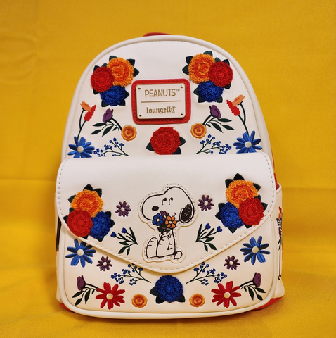 Loungefly Peanuts Snoopy Flowers Embroidered Envelope Letter Mini Backpack