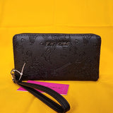 Betsey Skull Cowboy Western Black Wallet Wristlet Zip Around