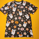 Loungefly Disney Mickey & Minnie Floral Cute Ghost Unisex Tee Halloween Size S