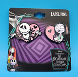 Nightmare Before Christmas Jack And Sally Pink Heart Bioworld Pin Set