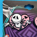 Nightmare Before Christmas Jack And Sally Pink Heart Bioworld Pin Set