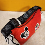 Disney 100th Mickey Hands Gloves Red Corduroy Crossbody Handbag