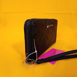 Betsey Skull Cowboy Western Black Wallet Wristlet Zip Around