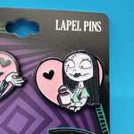 Nightmare Before Christmas Jack And Sally Pink Heart Bioworld Pin Set