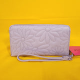 Betsey Johnson Purple Quilted Daisy Flower Spring Wallet Wristlet Zip Around