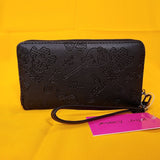 Betsey Skull Cowboy Western Black Wallet Wristlet Zip Around