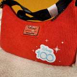Disney 100th Mickey Hands Gloves Red Corduroy Crossbody Handbag
