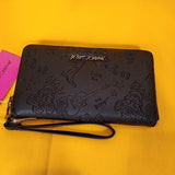 Betsey Skull Cowboy Western Black Wallet Wristlet Zip Around