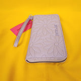 Betsey Johnson Purple Quilted Daisy Flower Spring Wallet Wristlet Zip Around