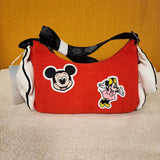 Disney 100th Mickey Hands Gloves Red Corduroy Crossbody Handbag