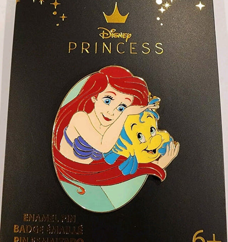 The Little Mermaid Ariel and Flounder Side Kick Enamel Pin