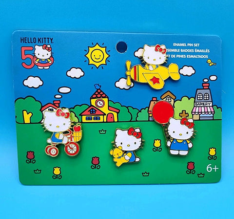 Hello Kitty 50th Anniversary Enamel Pin Set of 4
