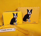 Marc Tetro Boston Terrier Yellow Dog Wallet Cardholder Wristlet