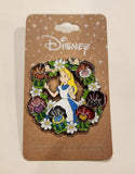 Alice In Wonderland Floral Wreath Stained Glass Enamel Pin