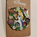 Alice In Wonderland Floral Wreath Stained Glass Enamel Pin