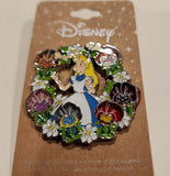 Alice In Wonderland Floral Wreath Stained Glass Enamel Pin