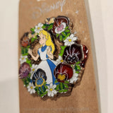 Alice In Wonderland Floral Wreath Stained Glass Enamel Pin
