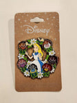 Alice In Wonderland Floral Wreath Stained Glass Enamel Pin