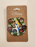 Alice In Wonderland Floral Wreath Stained Glass Enamel Pin