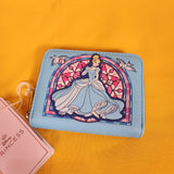Loungefly Disney Princess Cinderella Stained Glass Portrait Blue Zip Wallet