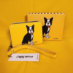 Marc Tetro Boston Terrier Yellow Dog Wallet Cardholder Wristlet