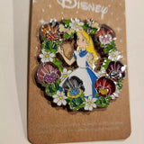 Alice In Wonderland Floral Wreath Stained Glass Enamel Pin
