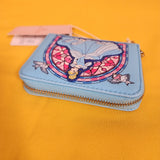 Loungefly Disney Princess Cinderella Stained Glass Portrait Blue Zip Wallet