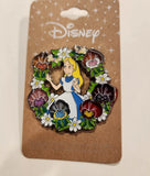 Alice In Wonderland Floral Wreath Stained Glass Enamel Pin