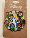 Alice In Wonderland Floral Wreath Stained Glass Enamel Pin
