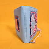 Loungefly Disney Princess Cinderella Stained Glass Portrait Blue Zip Wallet