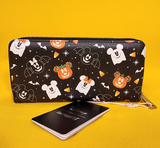 Loungefly Disney Mickey & Minnie Spooky Ghost Candy Corn Halloween Zip Wallet