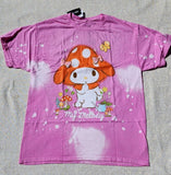 My Melody Pink Splatter Tie Dye Mushroom Hat Womens Boy Friend Fit T Shirt Large