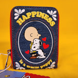 Whatever! Peanuts Snoopy “Happiness Is a Warm Puppy” Denim Accordion Wallet