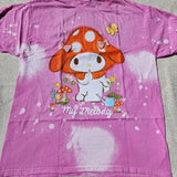 My Melody Pink Splatter Tie Dye Mushroom Hat Womens Boy Friend Fit T Shirt Large