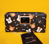 Loungefly Disney Mickey & Minnie Spooky Ghost Candy Corn Halloween Zip Wallet