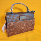 Disney Loungefly Lilo & Stitch Suede Autumn Fall Leaves Crossbody Handbag