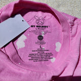 My Melody Pink Splatter Tie Dye Mushroom Hat Womens Boy Friend Fit T Shirt Large