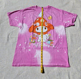 My Melody Pink Splatter Tie Dye Mushroom Hat Womens Boy Friend Fit T Shirt Large