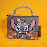Disney Loungefly Lilo & Stitch Suede Autumn Fall Leaves Crossbody Handbag