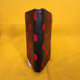 Betsey Johnson Black Red Kiss Lips Embroidered Wallet Wristlet Zip Around
